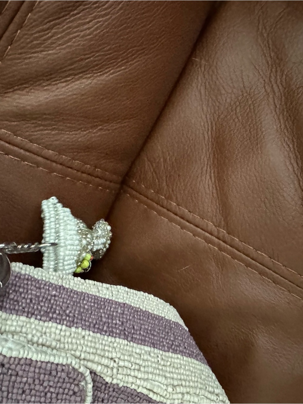 Beaded Martini Stripe bag  in Lavender and Cream - Picture 3 of 5
